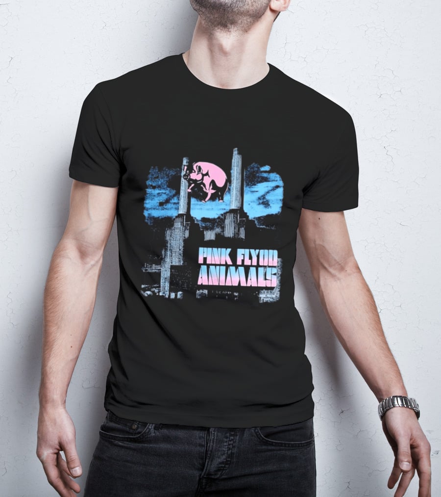 Pink Floyd Animals Album Cover Flying Pig Battersea Power Station T-Shirt