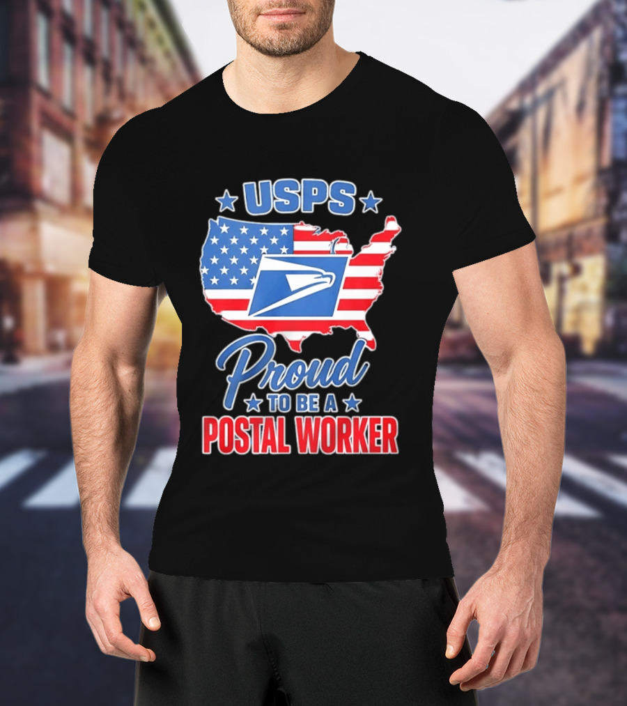 USPS Proud Postal Worker Mail Carrier USA Map T-Shirt