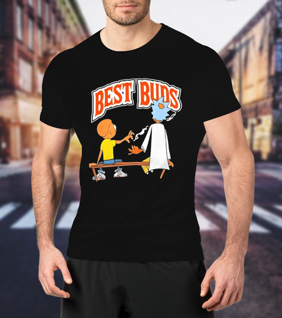 Rick And Morty Best Buds Adult Swim Cartoon Smoking Bench Scene T-Shirt