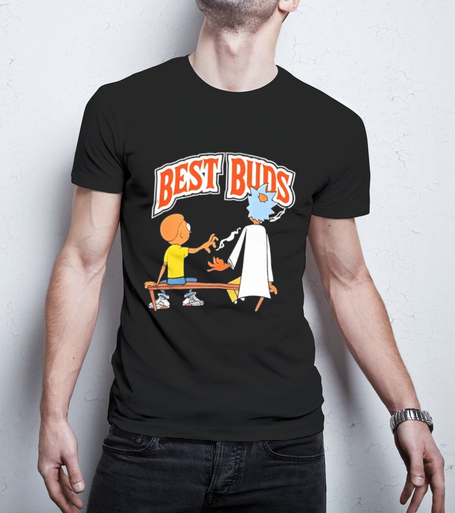 Rick And Morty Best Buds Adult Swim Cartoon Smoking Bench Scene T-Shirt