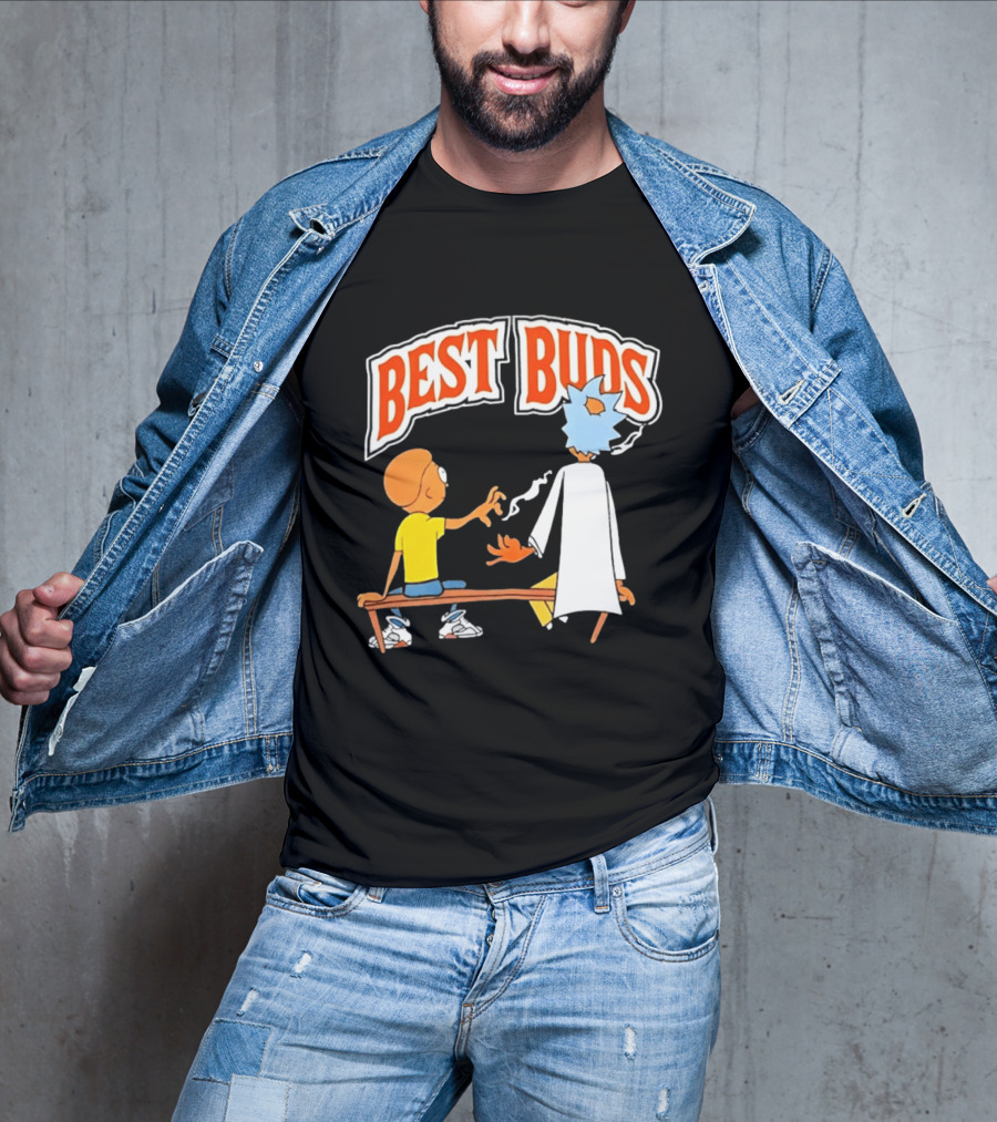 Rick And Morty Best Buds Adult Swim Cartoon Smoking Bench Scene T-Shirt