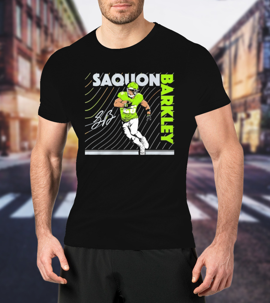 Saquon Barkley 26 Running Back Neon Green Philadelphia Eagles T-Shirt