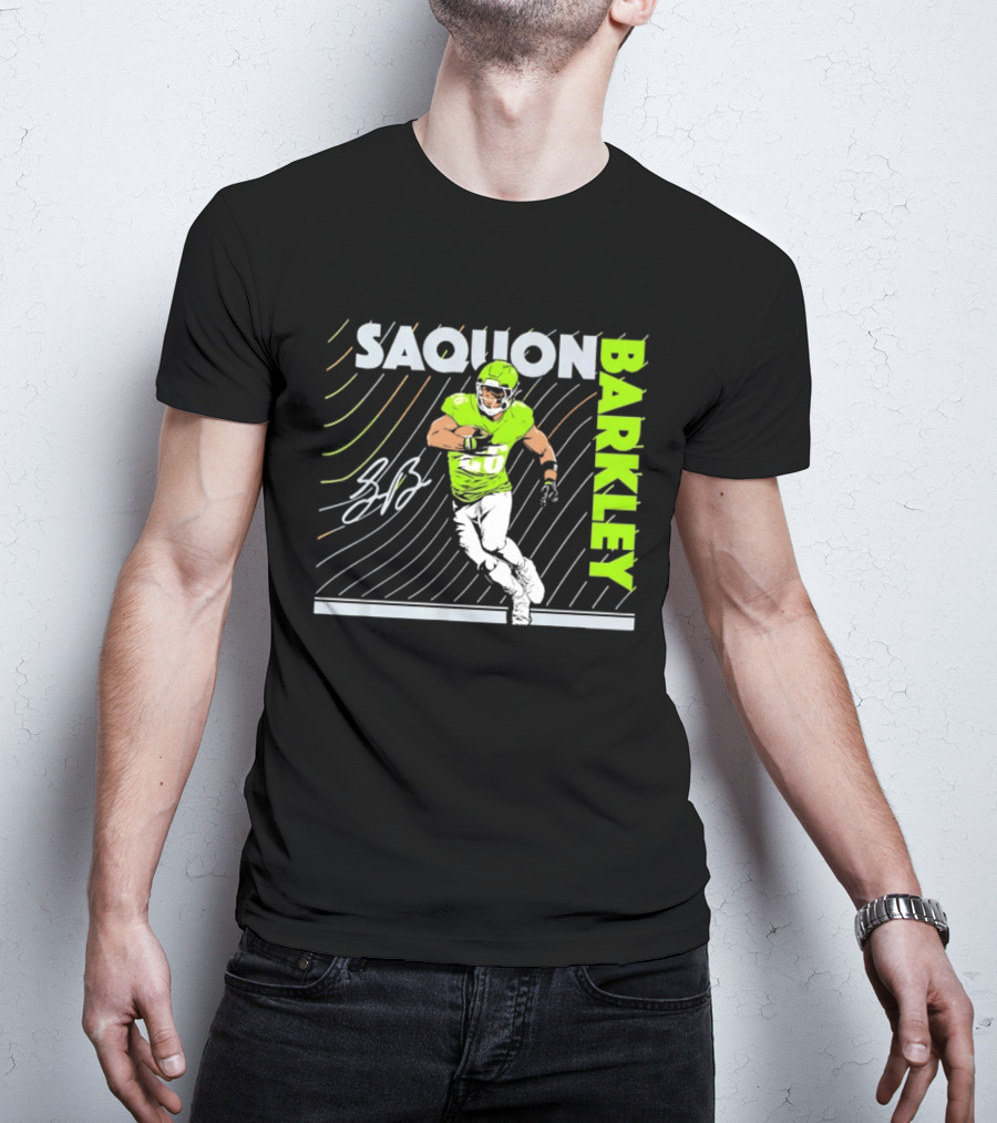 Saquon Barkley 26 Running Back Neon Green Philadelphia Eagles T-Shirt
