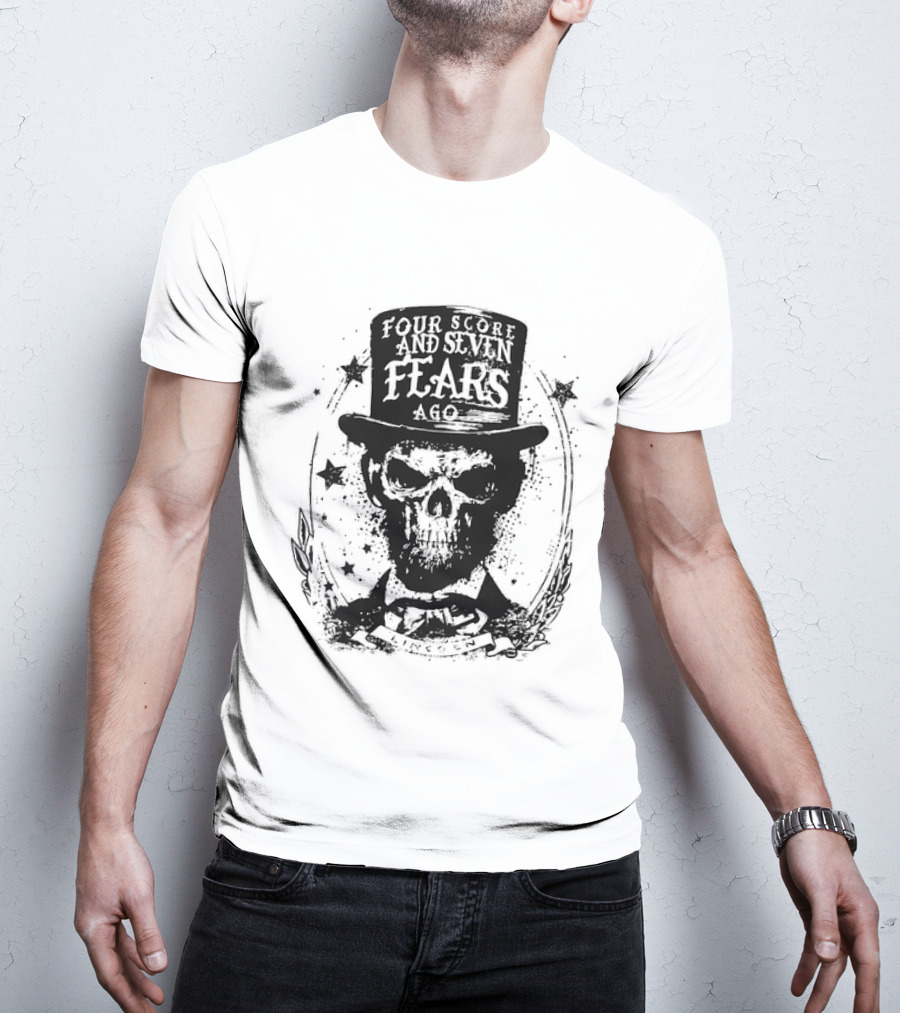 Abraham Lincoln Four Score And Seven Fears Ago Skull Top Hat Stars T-Shirt