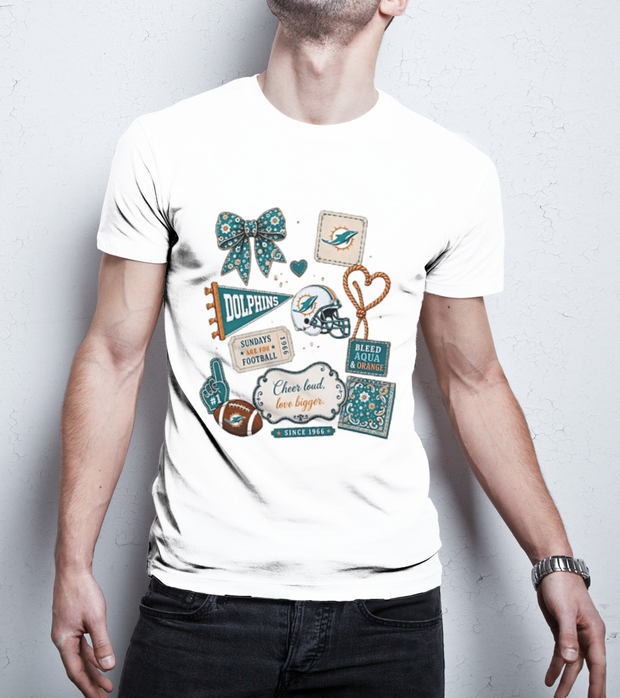 Miami Dolphins Cheer Loud Bleed Aqua Sundays Since 1966 T-Shirt