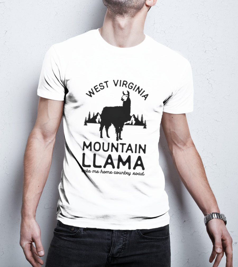 West Virginia Mountain Llama Take Me Home Country Road T-Shirt