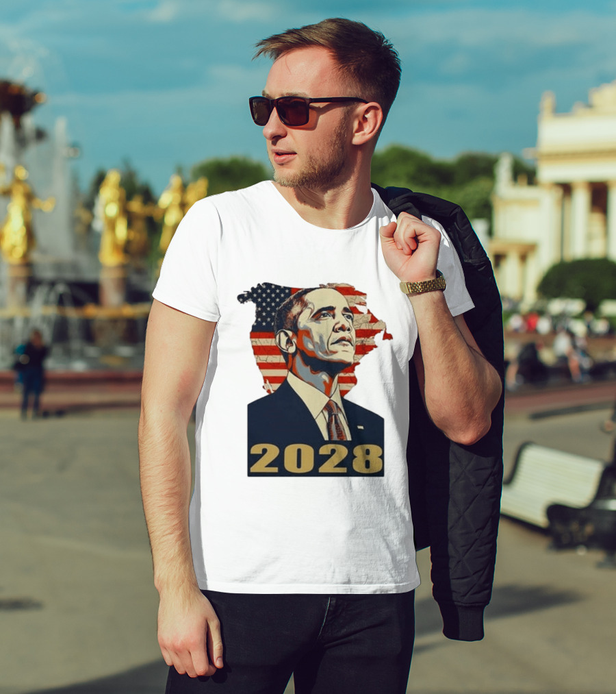 Obama 2028 With American Flag T-Shirt