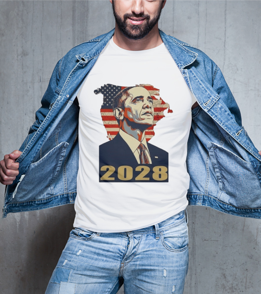 Obama 2028 With American Flag T-Shirt