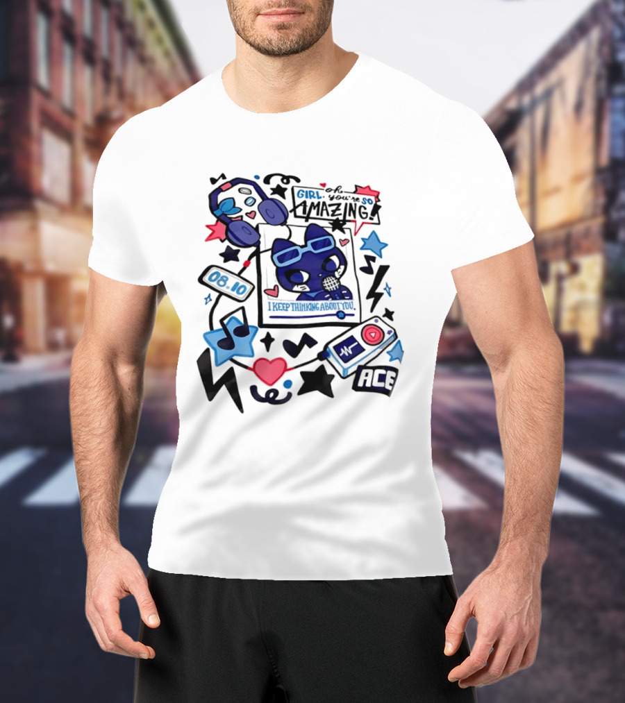 Oh Girl You're So Amazing Ace 0810 Music Style Retro Audio Visuals T-Shirt