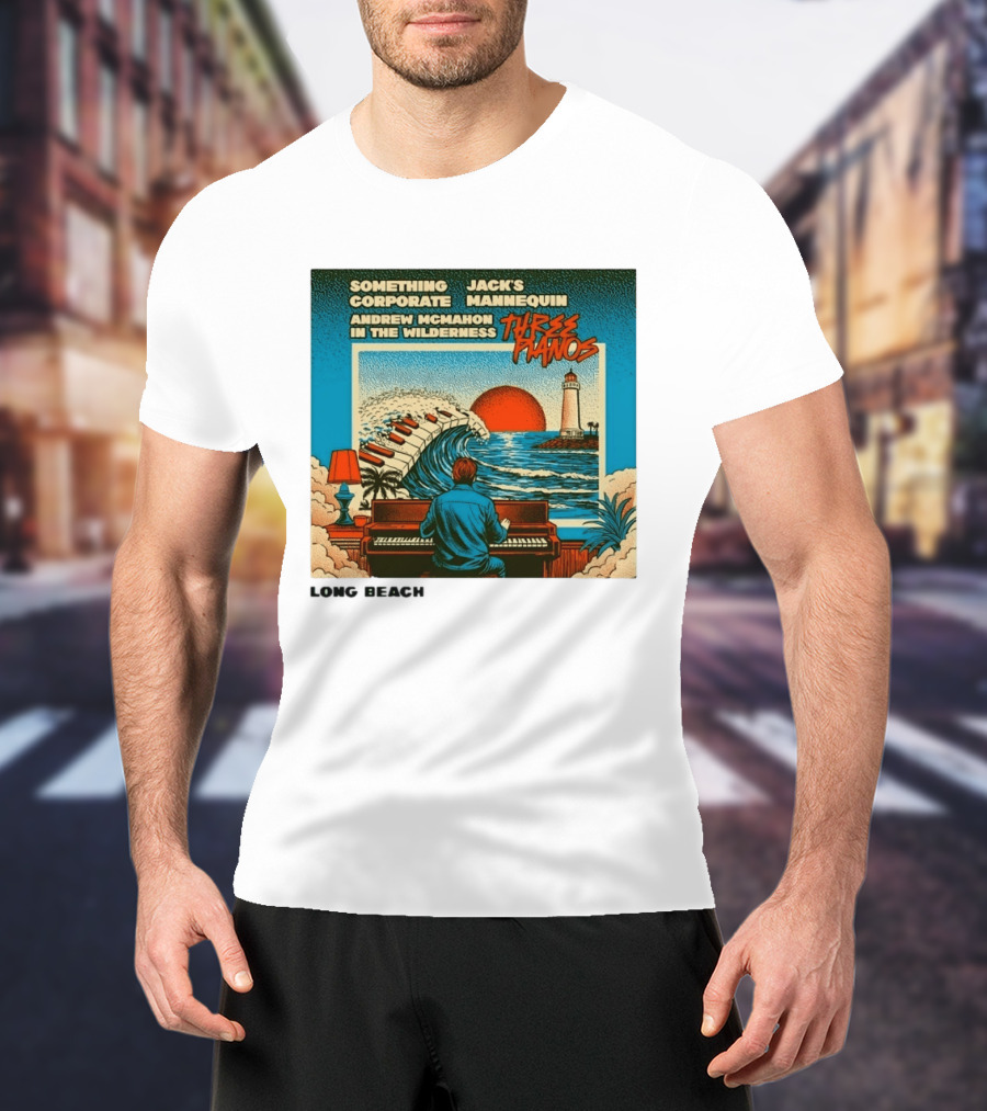 Andrew McMahon Three Pianos Long Beach Concert T-Shirt