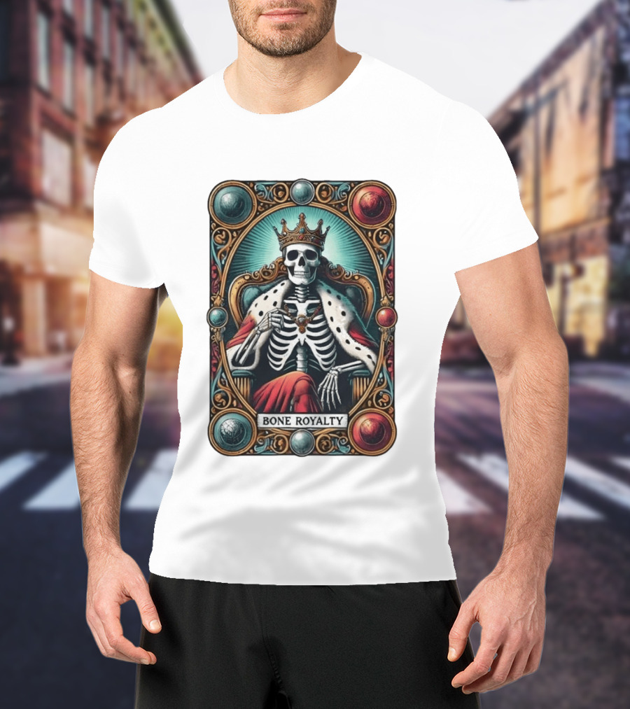 Bone Royalty Gothic Skeleton King Tarot T-Shirt