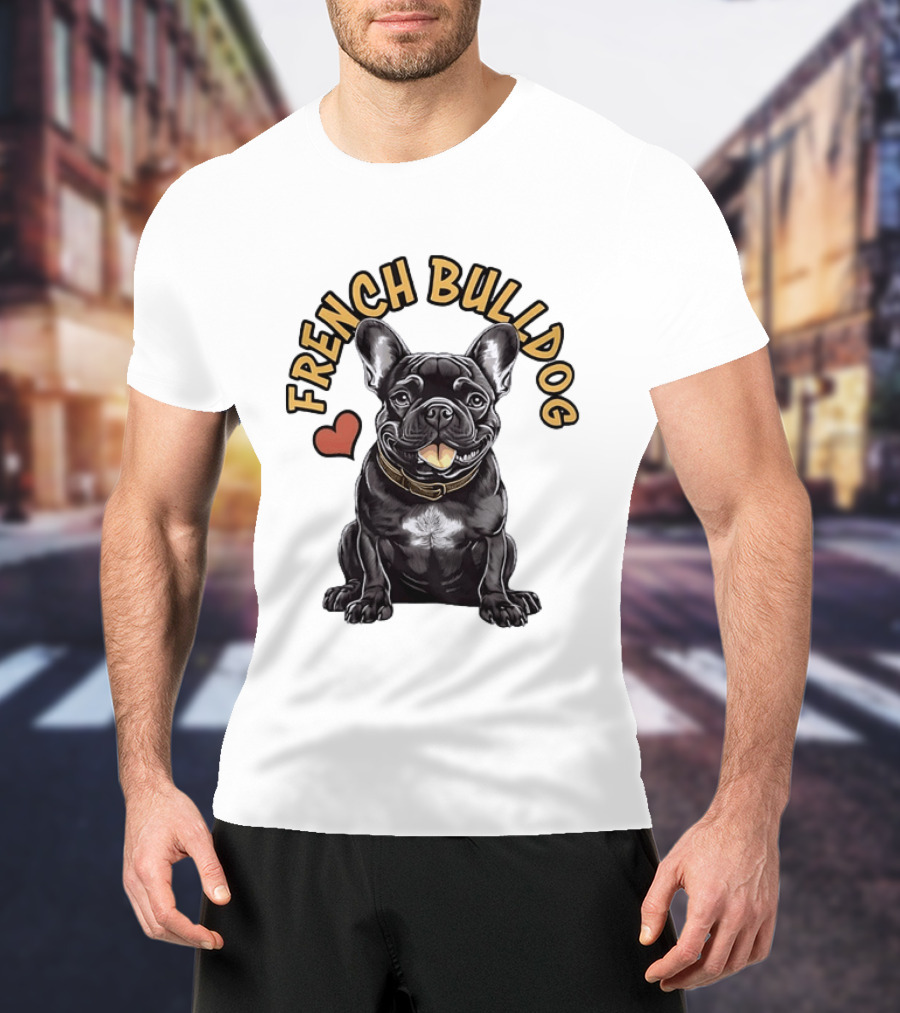 French Bulldog With Heart Frenchie Dog Lover T-Shirt