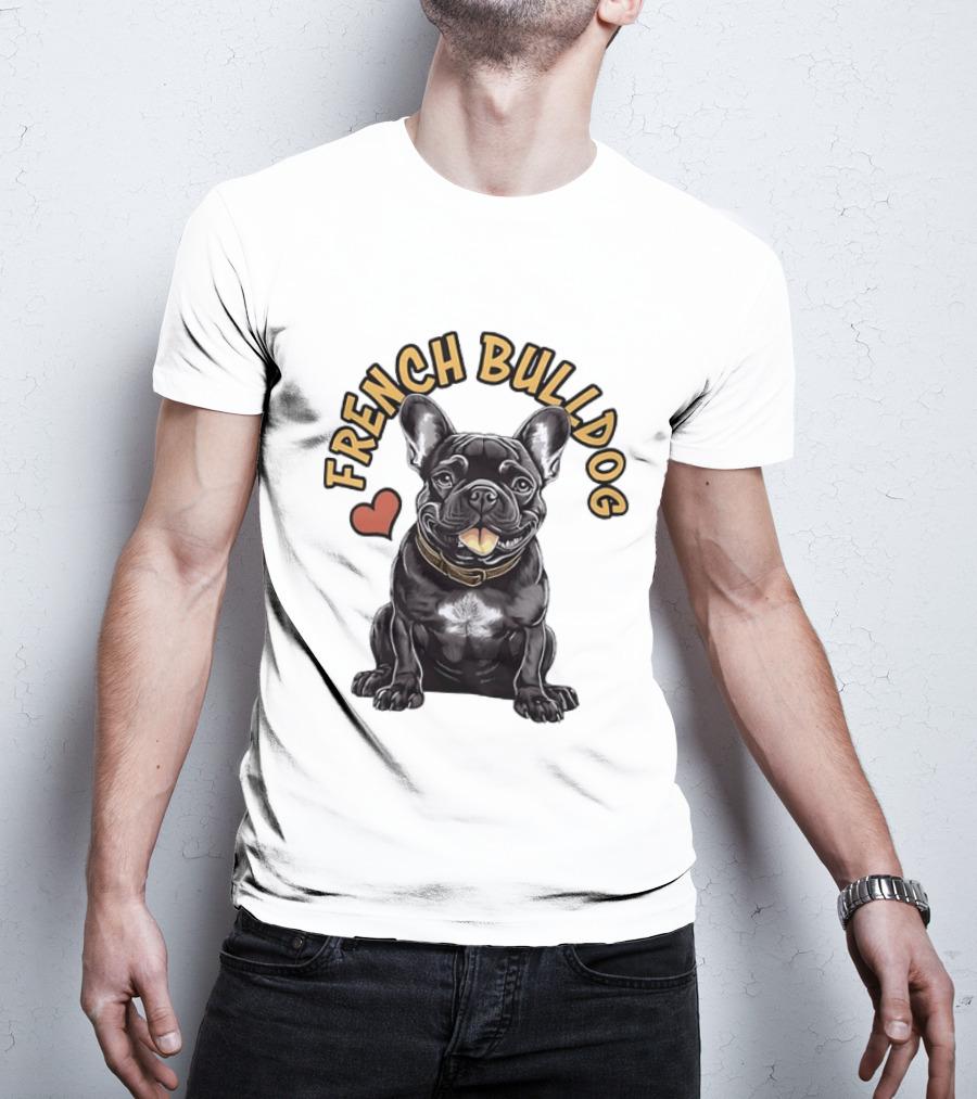 French Bulldog With Heart Frenchie Dog Lover T-Shirt