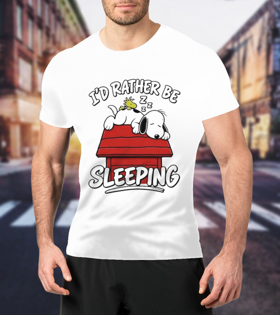I’d Rather Be Sleeping Snoopy And Woodstock T-Shirt