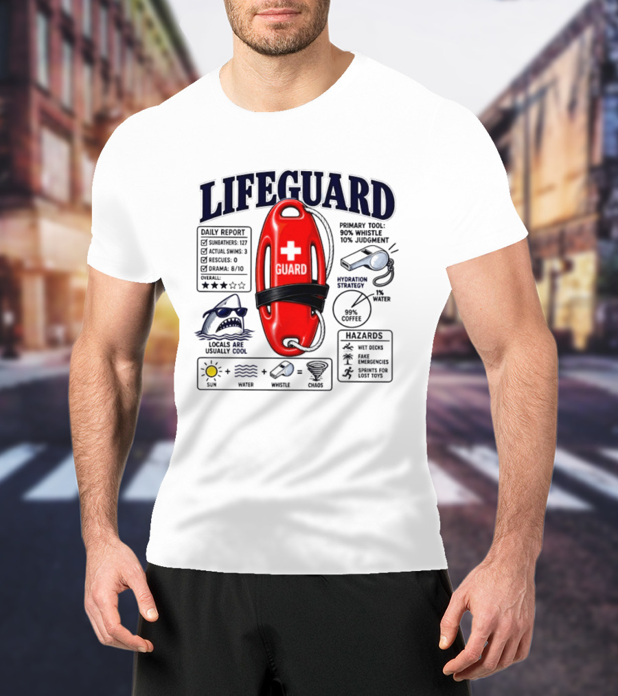Lifeguard Daily Report Coffee And Whistle Chaos T-Shirt