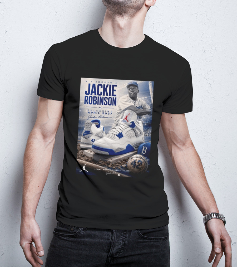 Air Jordan 4 Jackie Robinson April 2027 Release Baseball Legend 42 Nike Dodgers T-Shirt
