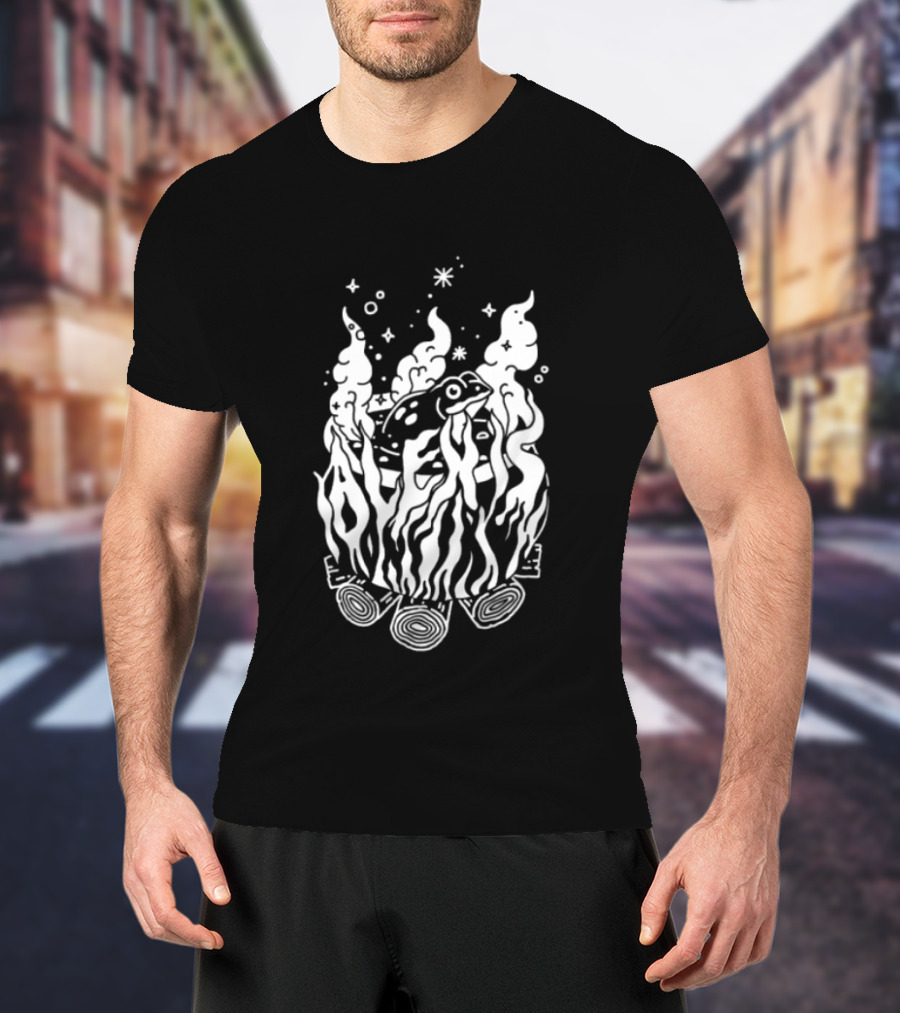 Alexisonfire Boiled Frogs Surreal Cartoon Frog With Flaming Logs T-Shirt