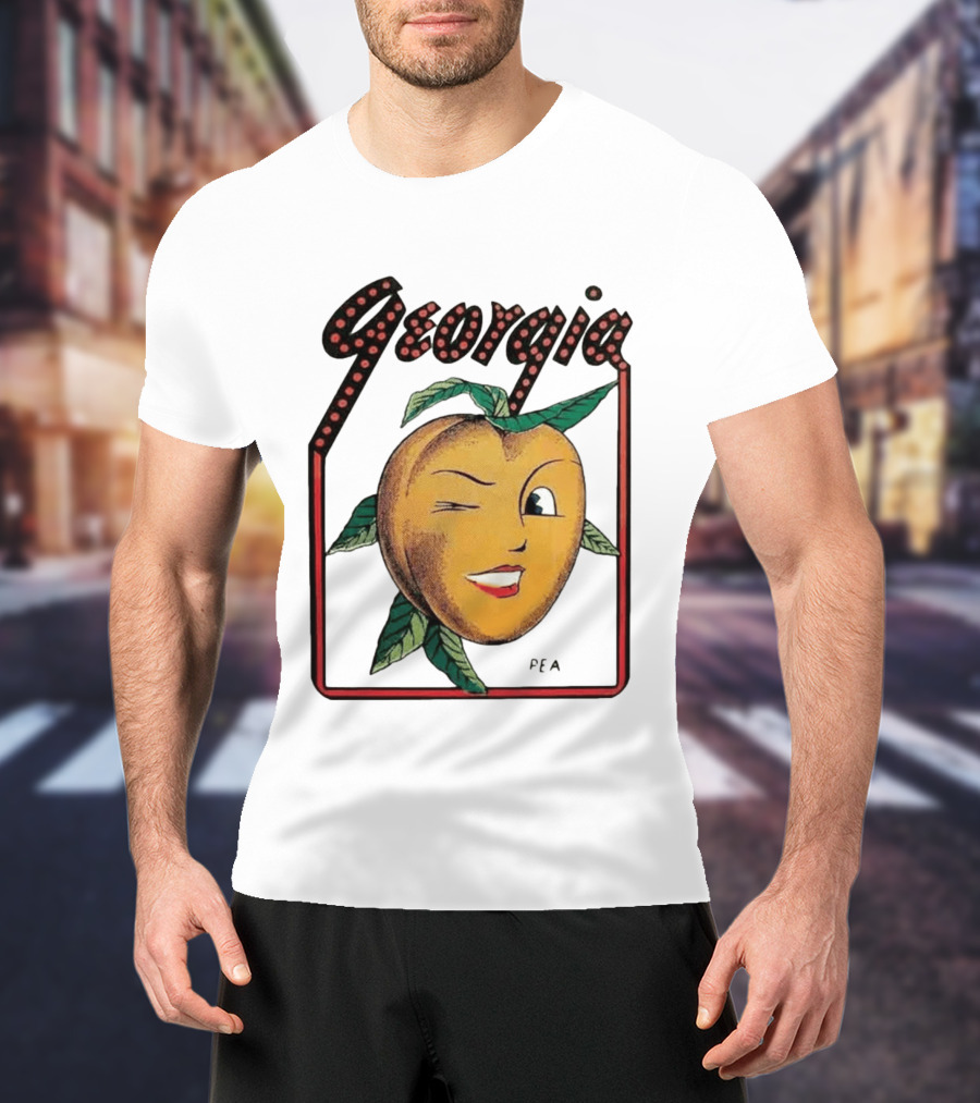 Georgia Peach Vintage Winking Icon Savannah Macon Atlanta Augusta 1950's T-Shirt