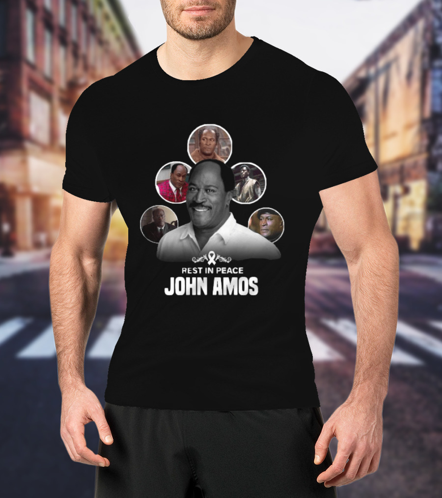 Rest In Peace John Amos Ribbon Tribute With Iconic Role Images T-Shirt