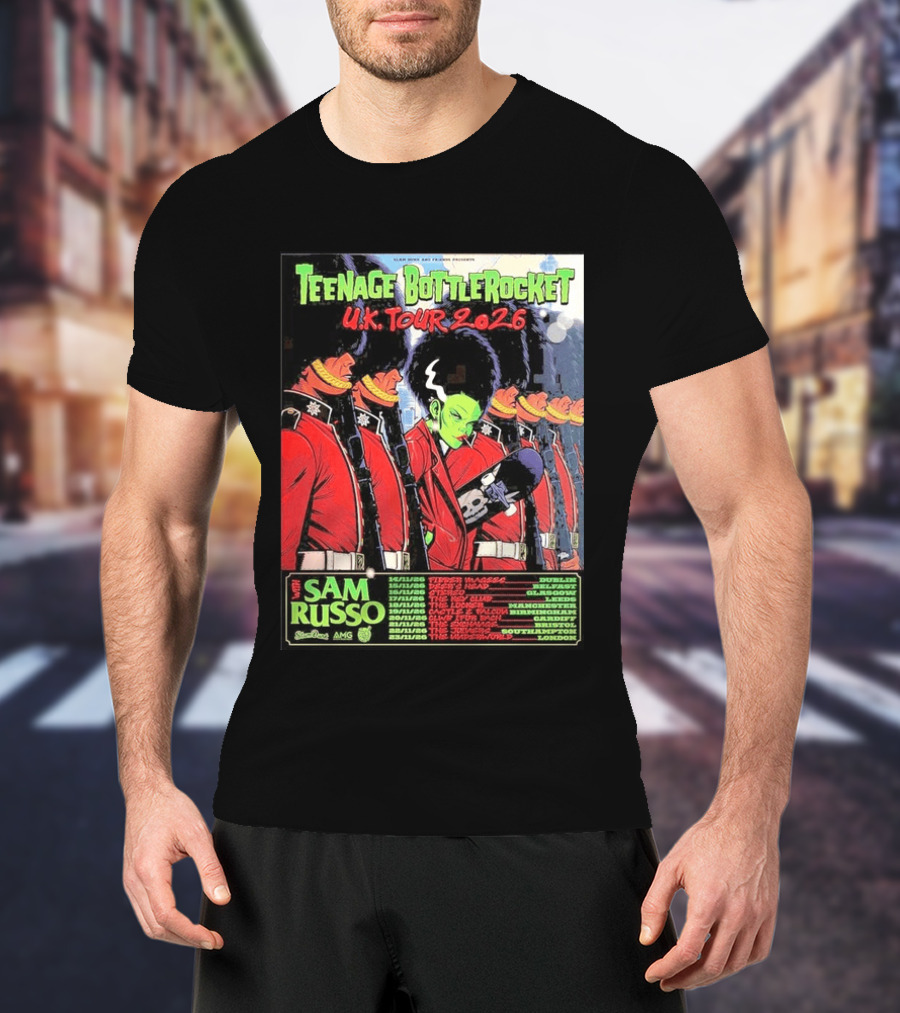 Teenage Bottlerocket UK Tour 2026 Sam Russo Dates Dublin Glasgow Brixton London T-Shirt