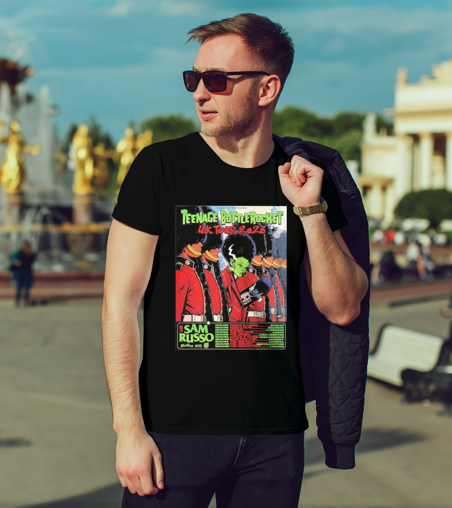 Teenage Bottlerocket UK Tour 2026 Sam Russo Dates Dublin Glasgow Brixton London T-Shirt