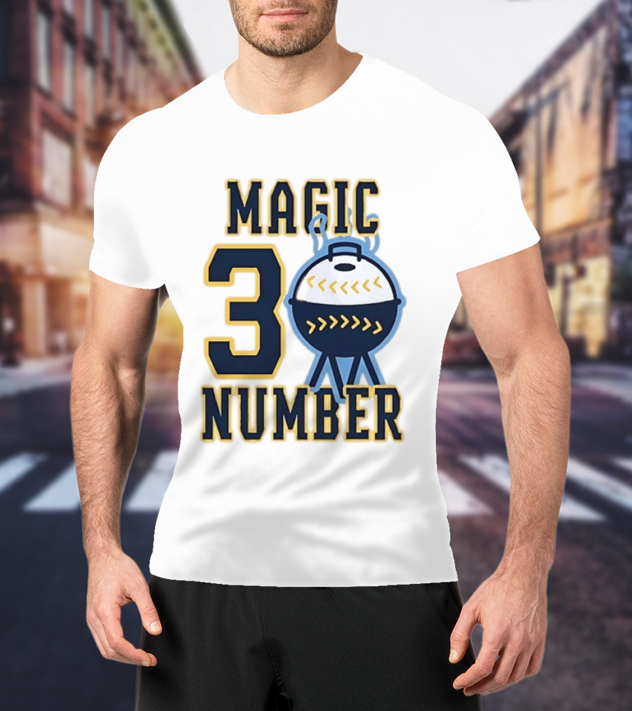 Milwaukee Brewers Magic Number 3 Baseball Grill Sports T-Shirt