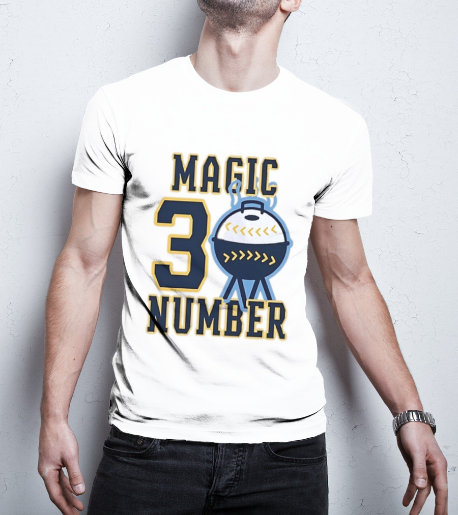 Milwaukee Brewers Magic Number 3 Baseball Grill Sports T-Shirt