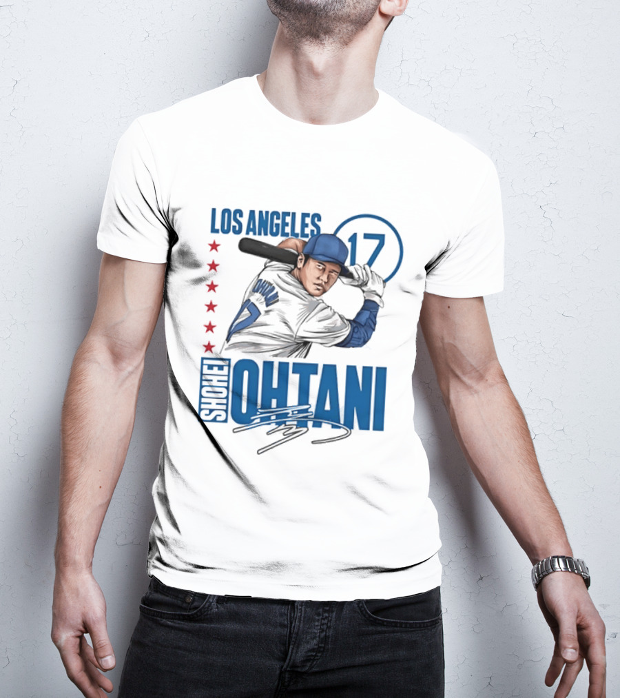 Los Angeles Shohei Ohtani 17 MLB Baseball Player Graphic With Stars T-Shirt