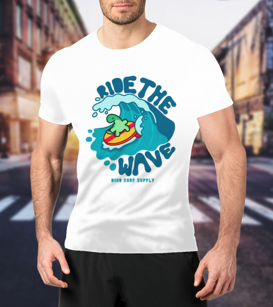 Ride The Wave Turtle Surfing Dino Surf Supply T-Shirt