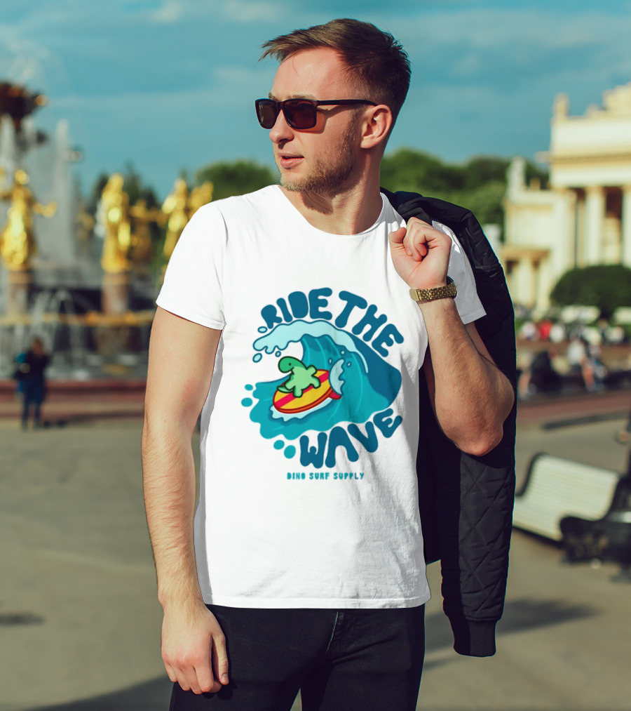 Ride The Wave Turtle Surfing Dino Surf Supply T-Shirt
