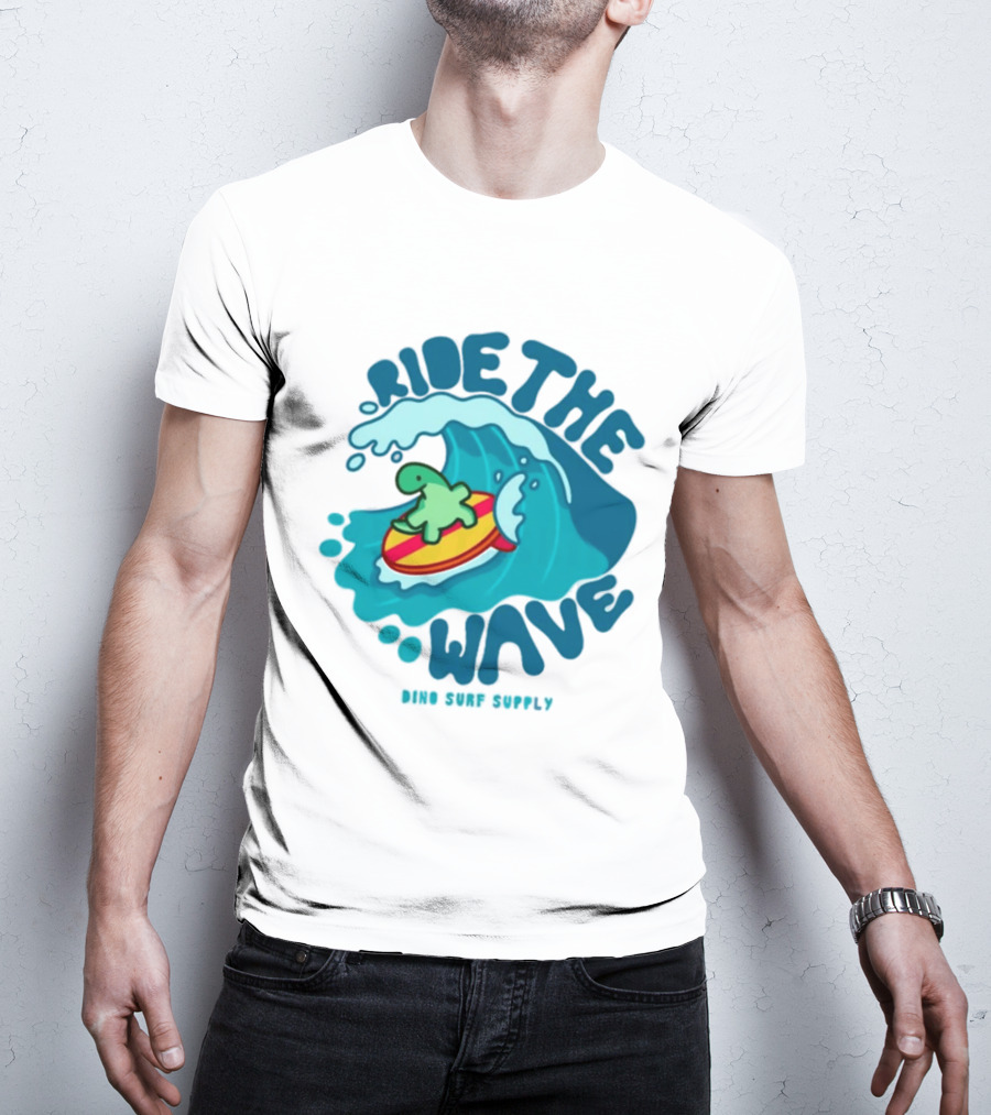 Ride The Wave Turtle Surfing Dino Surf Supply T-Shirt