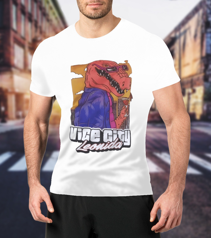 Vice City Leonida Rex Dinosaur Gaming Retro Vibes T-Shirt