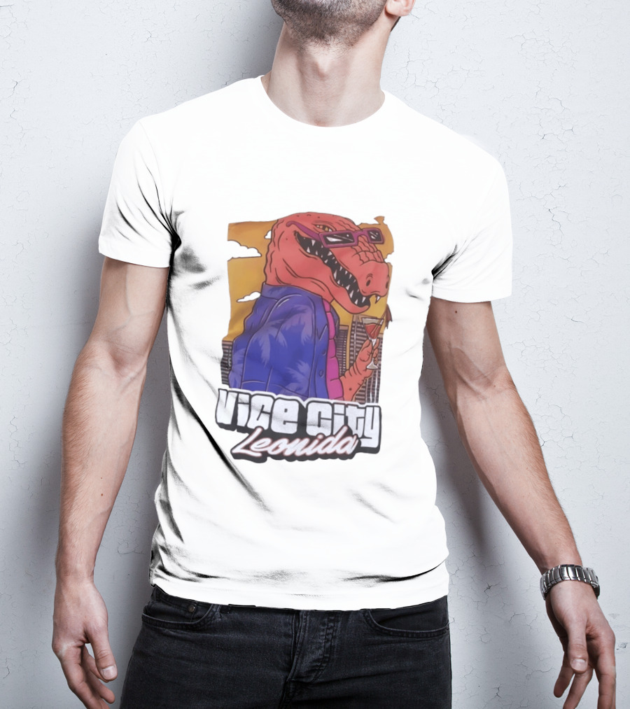 Vice City Leonida Rex Dinosaur Gaming Retro Vibes T-Shirt