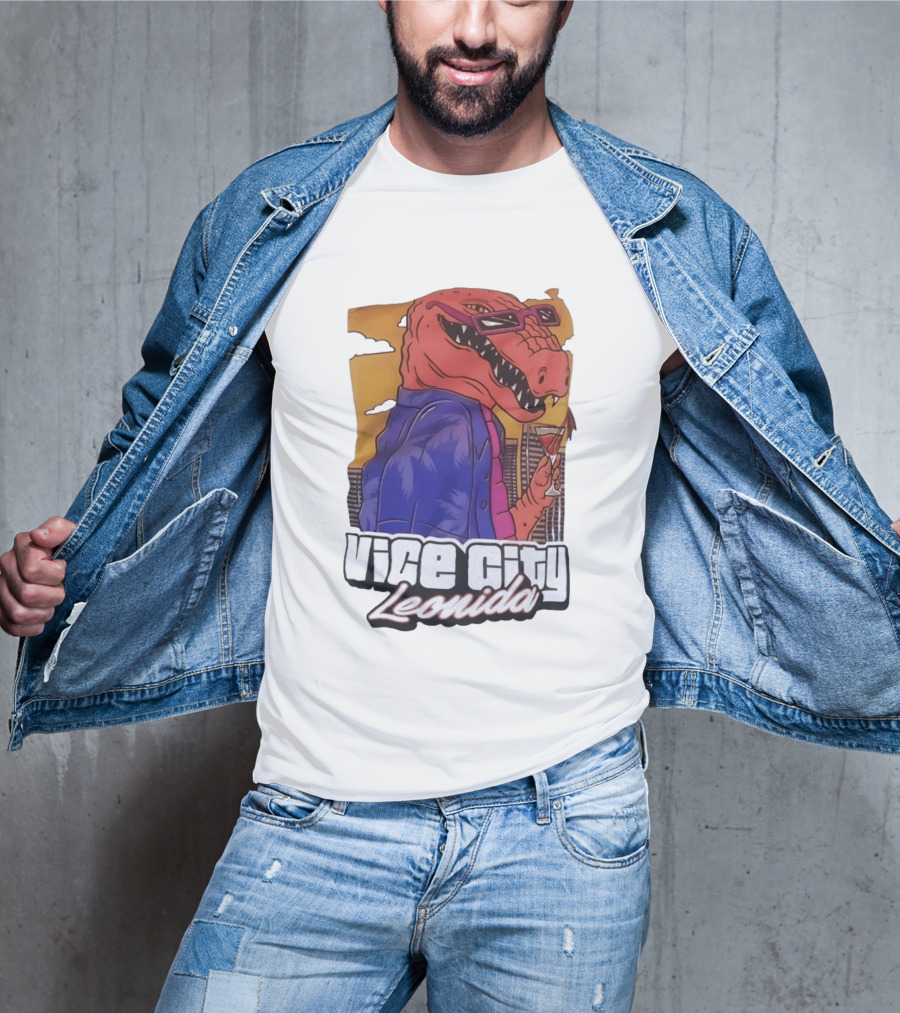 Vice City Leonida Rex Dinosaur Gaming Retro Vibes T-Shirt
