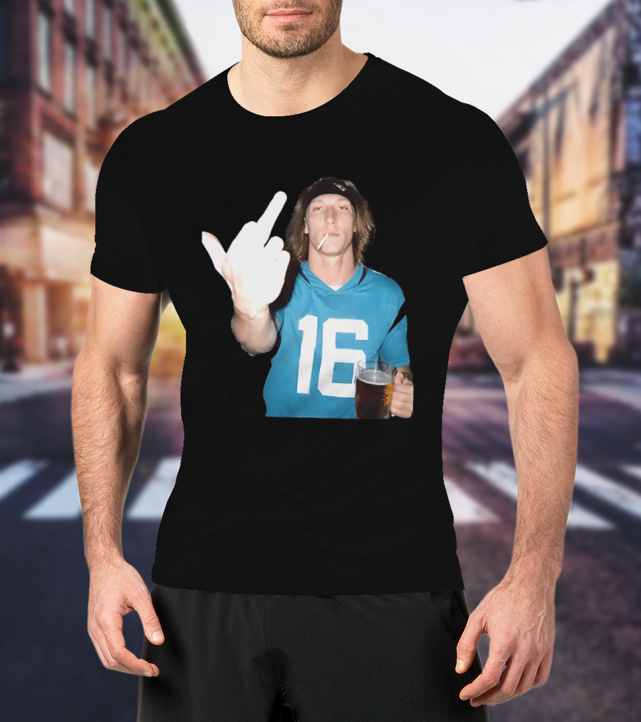 Trevor Lawrence Jersey 16 Middle Finger Beer Cigarette Jacksonville Jaguars T-Shirt
