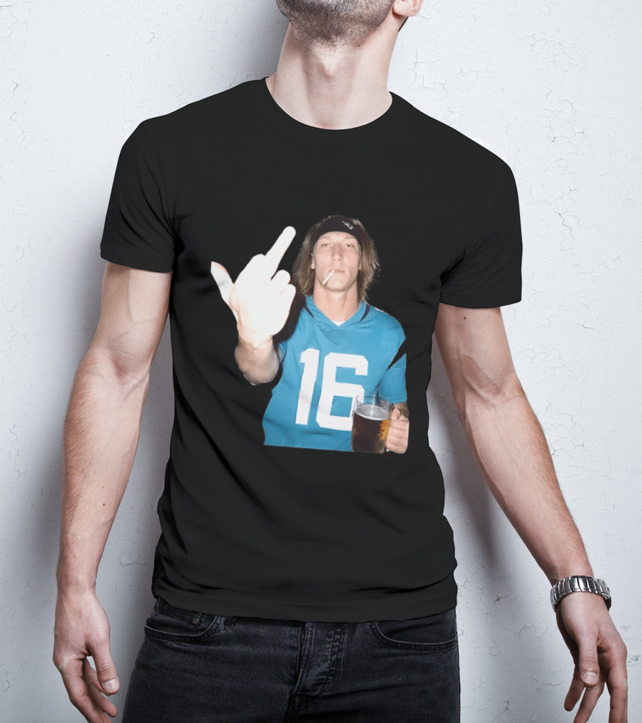Trevor Lawrence Jersey 16 Middle Finger Beer Cigarette Jacksonville Jaguars T-Shirt