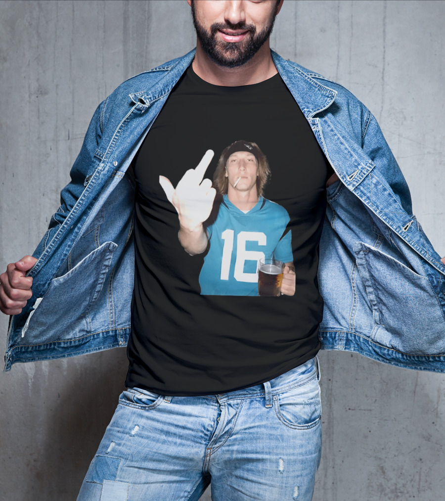 Trevor Lawrence Jersey 16 Middle Finger Beer Cigarette Jacksonville Jaguars T-Shirt