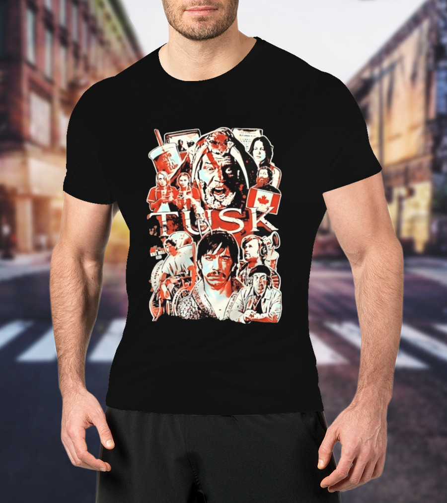 Tusk Movie Kevin Smith Justin Long Cast Collage T-Shirt