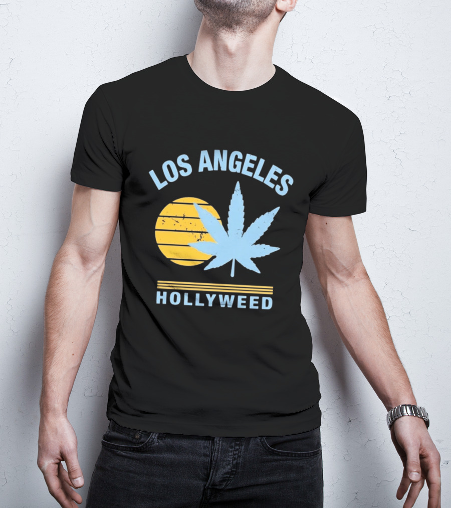 Los Angeles Hollyweed Cannabis Leaf Sunburst T-Shirt