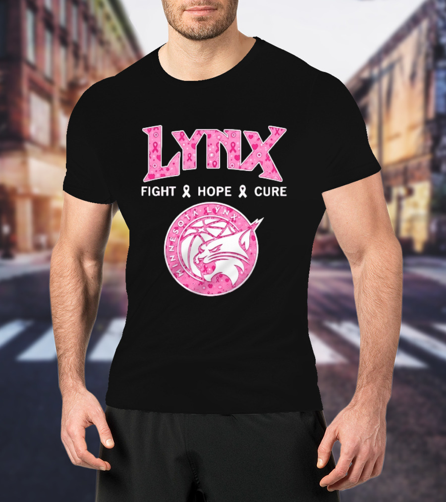 Minnesota Lynx Fight Hope Cure Breast Cancer Awareness Pink Ribbon T-Shirt