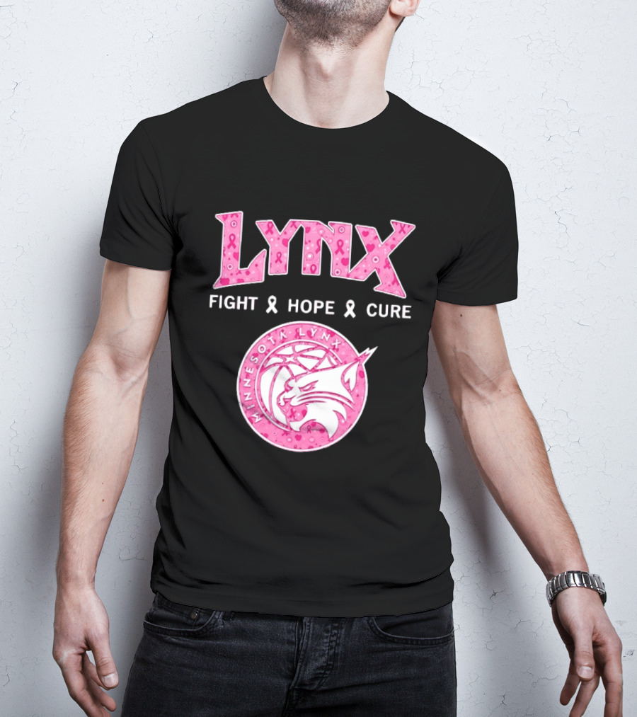 Minnesota Lynx Fight Hope Cure Breast Cancer Awareness Pink Ribbon T-Shirt
