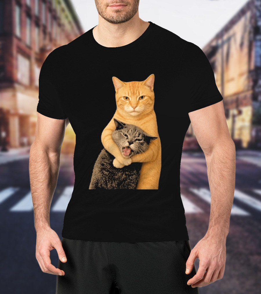 Cat Fight Meme Hugging Cats Funny Pet Lovers T-Shirt