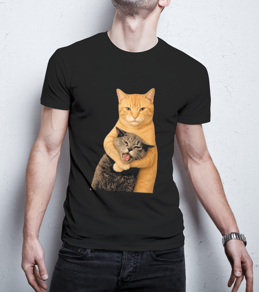 Cat Fight Meme Hugging Cats Funny Pet Lovers T-Shirt