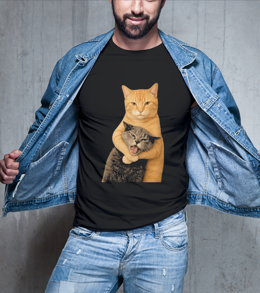 Cat Fight Meme Hugging Cats Funny Pet Lovers T-Shirt