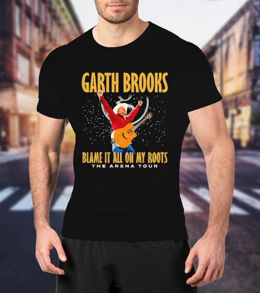 Garth Brooks Blame It All On My Roots The Arena Tour Cowboy Guitarist Celebration T-Shirt