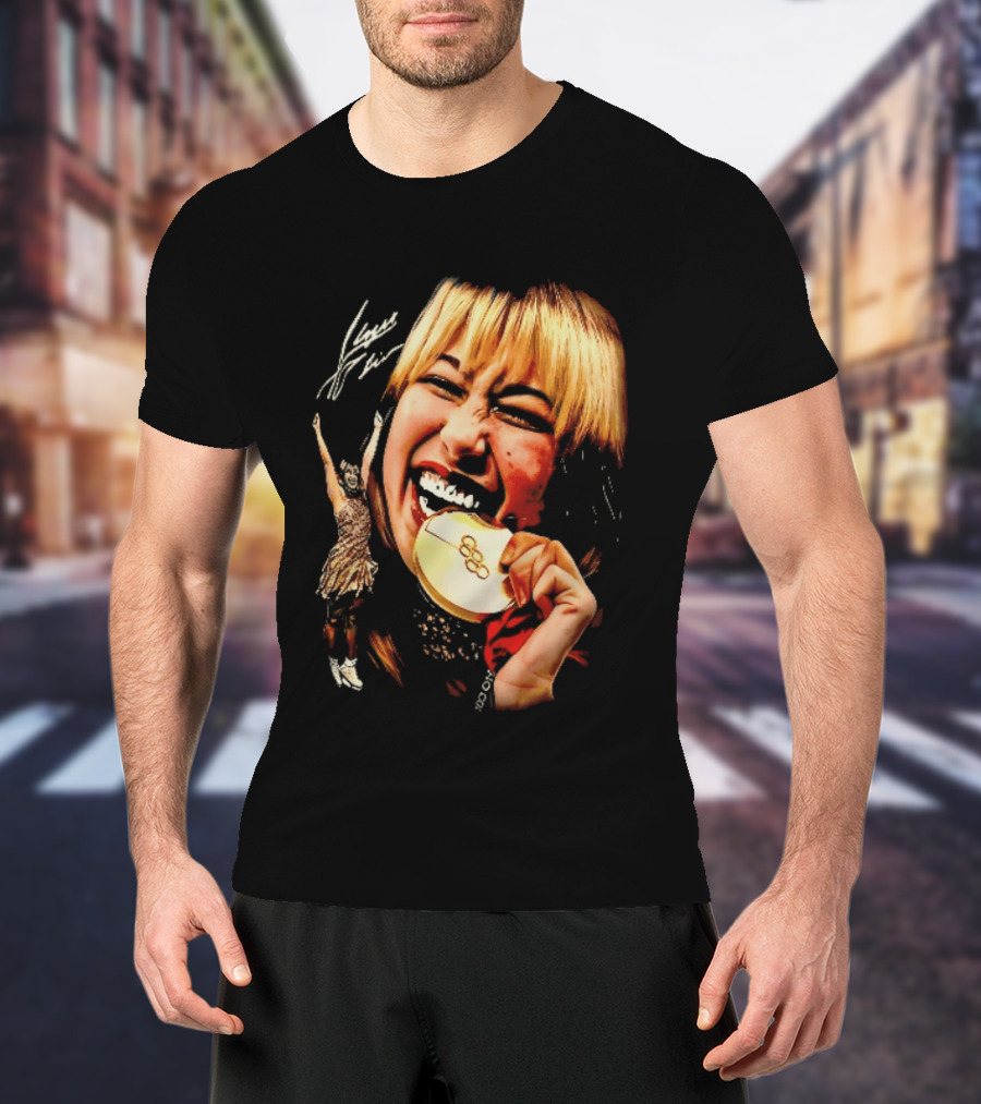Tara Lipinski Olympic Gold Medal Celebration Iconic Figure Skater Image T-Shirt