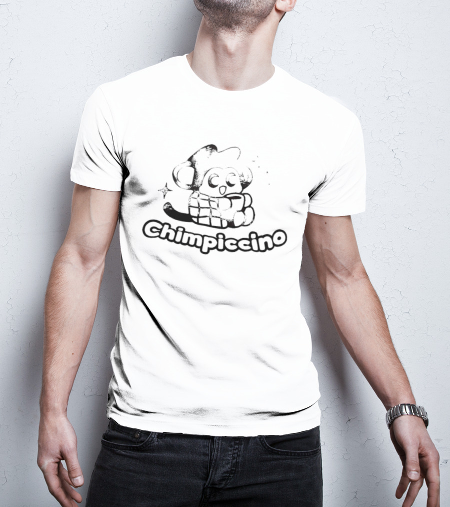Chimpiccino Cartoon Chimpanzee Plaid Blanket Coffee Cup Cozy Distressed T-Shirt