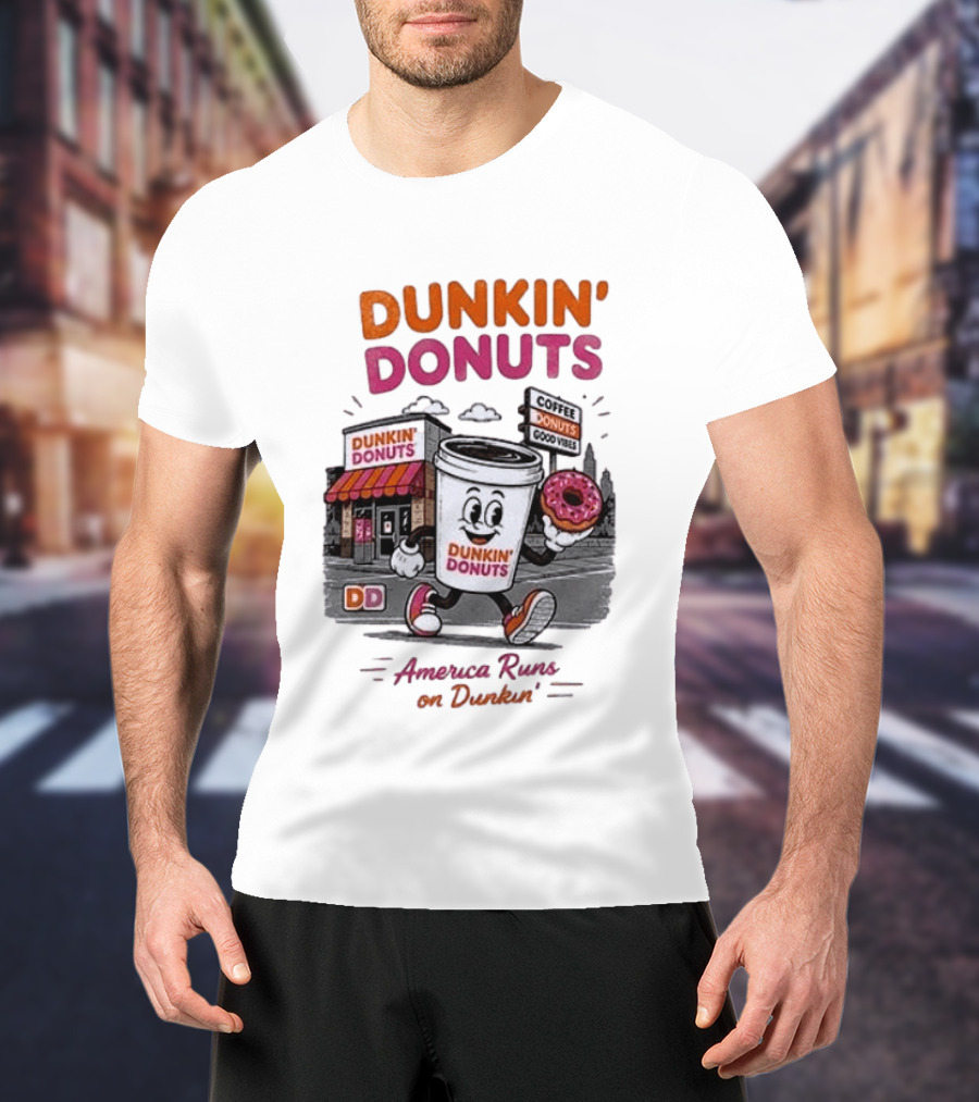 Dunkin' Donuts Coffee Good Vibes America Runs On Dunkin T-Shirt
