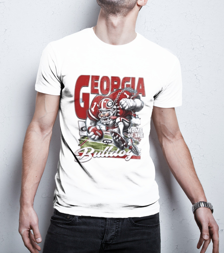 Georgia Bulldogs Football Cartoon Running Home Of The Bulldogs T-Shirt
