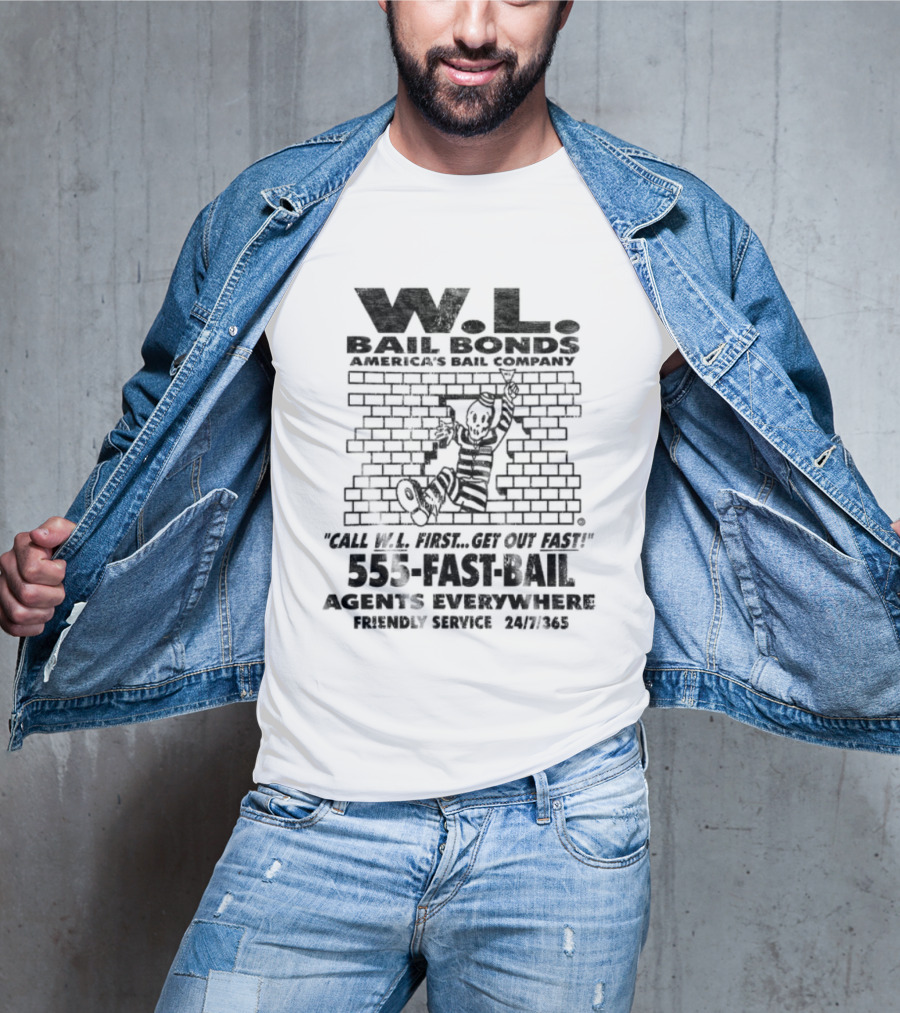 Warren Lotas W.L. Bail Bonds Off White Will Fix Your Bail Fast 535 FAST BAIL And Collect Records T-Shirt